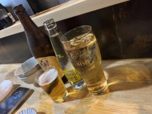 かねますで注文したハイボールとビール
