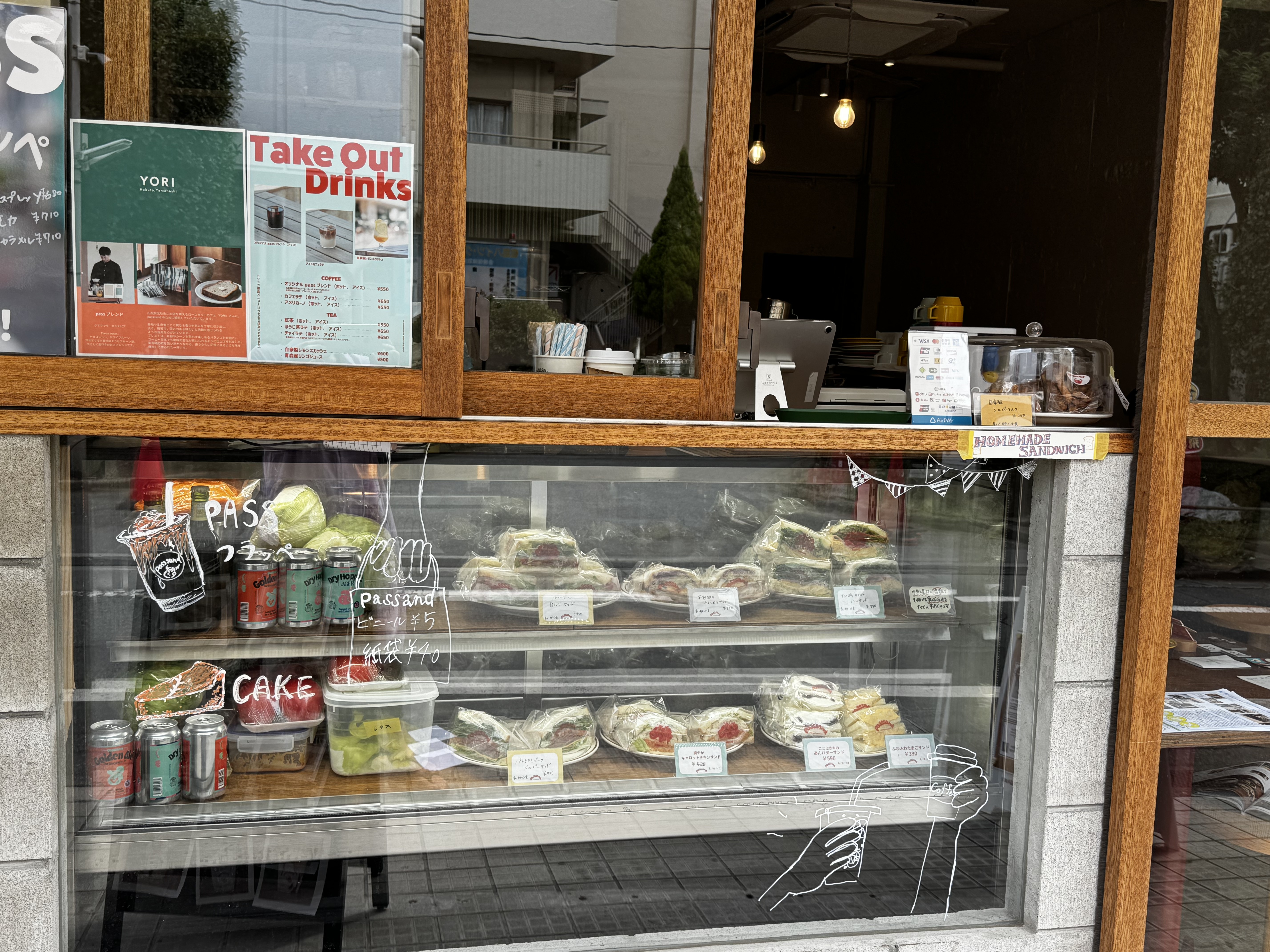 passsand店頭のサンドイッチショーケース