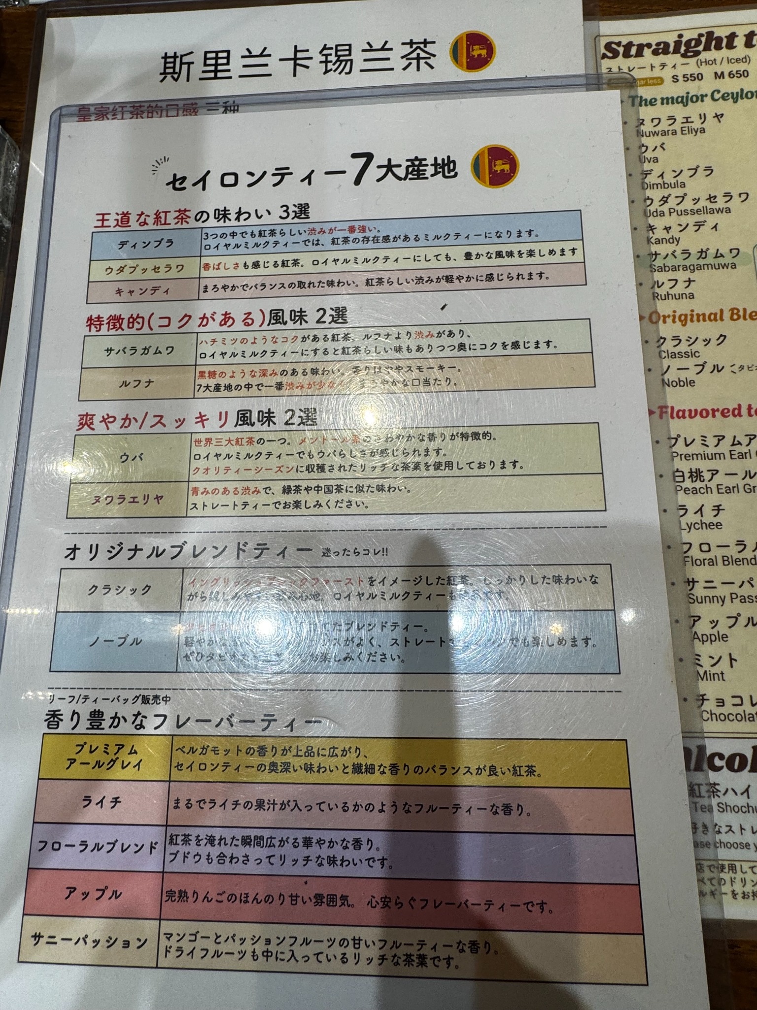 icsTEAのセイロンティー7大産地メニュー